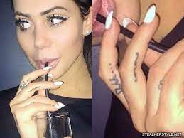 Mustache tattoo on finger finger tattoos hand tattoos cool tattoos tatoos awesome tattoos sick tattoo tattoo set tattoos for kids. Celebrity Mustache Tattoos Steal Her Style