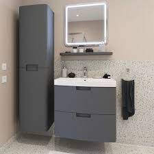 Meuble Sous Vasque 2 Tiroirs Gris Himalia En 2021 Meuble Sous Vasque Salle De Bains Moderne Vasque