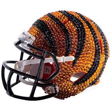 Cincinnati bengals riddell speedflex full size authentic football helmet. Cincinnati Bengals Swarovski Crystal Adorned Mini Helmet By Rock On Sports