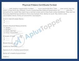 Two sample medical exemptions for traveling by an md: Physical Fitness Certificate How To Get Physical Fitness Certificate Format And Sample A Plus Topper