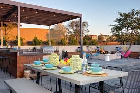 Stand Alone Patio Cover With Contemporary Patio And Dining Bench Lanterns Outdoor Bar Outdoor Dining String Lighting Wood Pergola Finefurnished Com