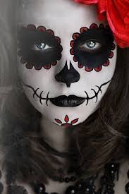 Black And White Halloween Makeup Ideas Black White Red Sugar Skull For Girls With Images Face Painting Halloween Skull Makeup Sugar Skull Costume
