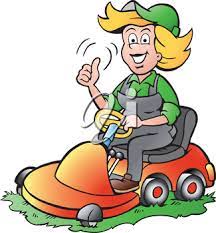 Vector Cartoon Illustration Of A Handy Gardener Woman Riding On A Lawnmower Cartoon Illustration Cartoon Cartoon Clip Art