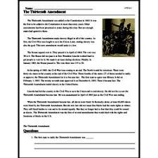 The first 10 judicial decisions. The Thirteenth Amendment Reading Comprehension Worksheet Edhelper