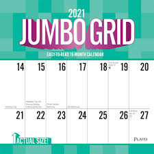 Most popular printable classic template for 2021 are available in landscape layout with us holidays inside large boxes. Jumbo Grid Large Print 2021 12 X 12 Inch Monthly Square Wall Calendar With Foil Stamped Cover By Plato Easy To See With Large Font Plato Calendars Browntrout Publishers Inc Browntrout Publishers