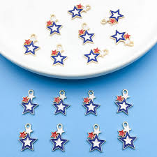 10/20 pz Smalto Bandiera Americana Pendenti E Ciondoli Stella a Cinque  Punte Per Gioielli FAI DA TE Che Fanno Accessori Giorno dell'Indipendenza  ornamento