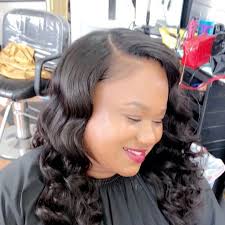 Full sew-in 3bundles w/natural leave out and medium wand curls #mayvennhair 