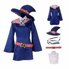 Women's Little Witch Anime Cosplay Costume Blue Outfit with Belt Hat Boot  Covers | eBay