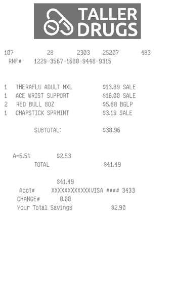 Pharmacy receipt showing high medication cost highlighted next to computer screen displaying same drug at dramatically lower price from discount pharmacy