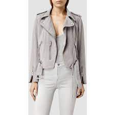 Allsaints Plait Balfern Biker Jacket Suede Jacket Outfit Leather Jackets Women Grey Suede Jacket