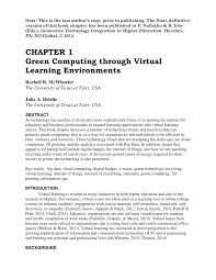 How hardware deployments can affect t. Pdf Green Computing Through Virtual Learning Environments