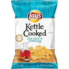 Lay S Kettle Cooked Sea Salt Vinegar Potato Chips 8oz Kettle Cooked Chips Potato Chips How To Cook Potatoes