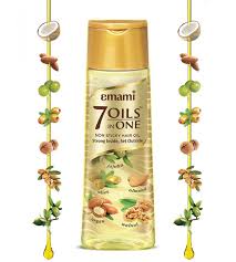 Emami 7 oils in one is a unique blend of the richness of argan, walnut, almond, jojoba, olive, coconut and amla oil. Emami 7 Oils In One Strong Hair Oil 300ml Hair Oil
