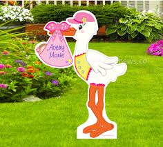 Yard Stork Sign, Welcome Home Baby Birth Announcement Lawn Cards,  Personalized It's a Girl, Custom Newborn Decoration, Boy Shower, 4 Ft Tall 