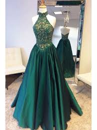 Olive Green Sleeveless Long Prom Dress Halter Prom Dresses Prom Dresses Modest Cute Prom Dresses