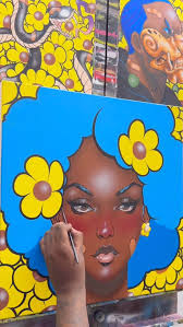 REPAINTING this portrait for a collector, when the previous one arrived the  entire painting was CRUSHED. Thanks @ups 🌼