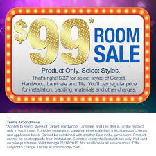 Update Your Carpet Hardwood Laminate And Tile During Empire S 99 Room Sale You Ll Pay For Installation Padding Materi Laminate Installation How To Apply