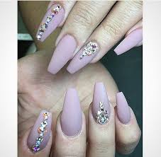 Matte Coffin Nails With Rhinestones Nails Design With Rhinestones Matte Nails Design Rhinestone Nails