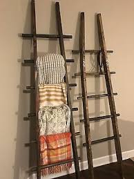 8 Tall Primitive Folding Rustic Antique Wood 5 Rung Ladder Ebay In 2020 Primitive Decorating Primitive Homes Ladder Decor