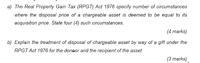Last edited by clean up bot. Solved A The Real Property Gain Tax Rpgt Act 1976 Spec Chegg Com