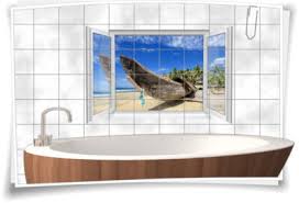 Fliesenaufkleber Fliesenbild Fenster Insel Strand Boot Bad Wc Fliesen Deko Medianlux Shop