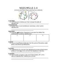 Ngss Ms Ls 1 4 Animal And Plant Reproducing Successfully Worksheet List Three Animal Behaviors That Increase The Odds Of Rep Ngss Ngss Science Animal Behavior