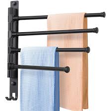 Bran double wall mounted towel rack, black. Jiaq Swivel Towel Bar 4 Arm Bathroom Towel Holder Wall Mounted Swing Out Towel Rack With Hooks Rustproof Matte Black Wayfair