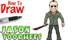Friday the 13th is an american horror franchise that comprises twelve slasher films, a television series, novels, comic books, video games, and tie‑in merchandise. How To Draw Jason Voorhees Friday The 13th Youtube