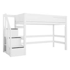 Diese große schreibtisch schrank hochbett kombination enthält ein hochbett mit einer liegefläche von 90×200 cm, einen zweitürigen kleiderschrank und kryspol etagenbett für kinder toledo 3 stockbett mit treppe, schreibtisch, bettkasten (weiß/weiß glanz + rosa glanz, seite: Lifetime Mittel Hochbett Mit Treppe De Breuyn Kindermobel Ag