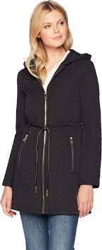 Ivanka Trump Womens Tie Waist Quilt Jacket Hood At Amazon