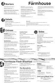 The Farmhouse Restaurant Menu In Barrie Ontario Canada