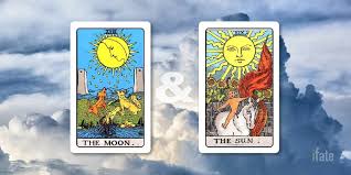An environment of positive growth and change. The Moon And The Sun Tarot Cards Together