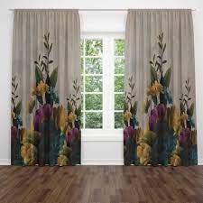 Vintage Garden Floral Window Curtains Etsy White Paneling Curtains Window Curtains