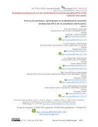 PDF) Teaching-learning process in the institutional curricular planning  (PCI) of the students of Ecuador.