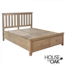 Legs of solid steel and leveling brass glides. Chatsworth Oak King Size Bed With Slatted Wooden Headboard And 2 Drawer Footboard House Of Oak
