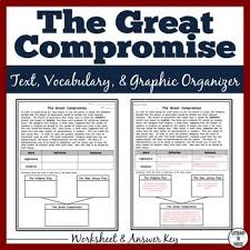 The Great Compromise Worksheet Vocabulary Graphic Organizer Informational Text Social Studies Education