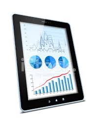 Business Growth Chart In Digital Tablet Pc Stock Photos