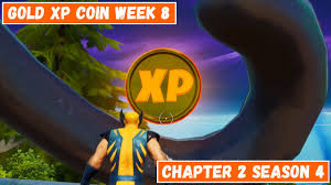 Collecting xp coins is an excellent way of getting experience to level up your battle pass quite fast in fortnite season 4. All Gold Xp Coins Locations Week 8 Good As Gold Punch Card Fortnite Chapter 2 Season 4 Youtube