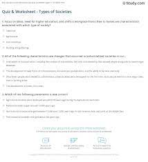 For decades, the united states and the soviet union engaged in a fierce competition for superiority in space. Quiz Worksheet Types Of Societies Study Com