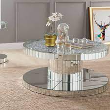 Go for white walls, floor and other accessories in the room. Everly Quinn Shay Modern Round Mirror Coffee Table Wayfair