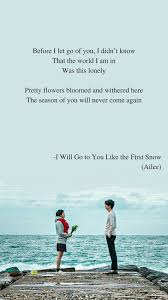 Ailee I Will Goto You Like The First Snow Lyrics Hangul Goblin Ost I Will Go To You Like The First Snow By Ailee Lyrics Wallpaper Quotes Drama Korea Korean Drama Quotes Drama Quotes