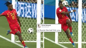 Watch michy batshuayi celebrate belgium's goal against england by accidentally booting the ball into his own face. Belgian Player Kicks Ball Right Into His Own Face Instantly Becomes A Meme