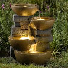 Jeco Pots Water Outdoor Fountain With Led Light Fcl037 Fontaine De Jardin Amenagement Jardin Fontaine Exterieur