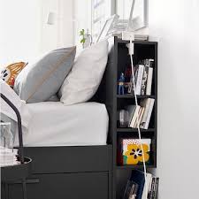 Brimnes Cadre De Lit Rangement Tete De Lit Noir 160x200 Cm Ikea Bedden Opslag Bedframe Bedkader