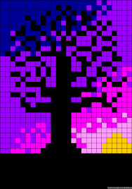 Tree On Colorful Background Pattern Chart For Cross Stitch Knitting Knotting Beading Weavi Pikselnye Izobrazheniya Minecraft Piksel Art Sovremennye Uzory