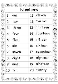 1 20 Number Chart For Preschool Number Worksheets