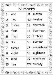 1 20 number chart for preschool number worksheets