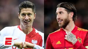 Poland's forward robert lewandowski, right, challenges spain's midfielder rodri during the uefa euro 2020 group e football match between spain and poland at la cartuja stadium in seville, spain. Poland S Robert Lewandowski Vs Spain S Sergio Ramos Headlines Group E Euro 2020 Youtube