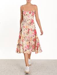 Honour Tie Dress Lemon Floral Online Zimmermann In 2020 Dresses Mid Dresses Tie Dress