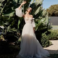 Eightree vintage boho wedding dress 2021 lantern sleeve lace a line bohemian bridal gowns dresses corset plus size new design. Booma Polka Dots Tulle Beach Wedding Dresses Off Shoulder Boning A Line Bride Dresses Lace Up Detachable Sleeves Bridal Gowns Best Promo 54a8 Cicig